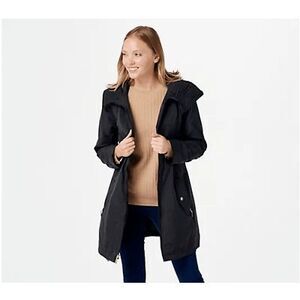 Centigrade‎ Womens 3X Water Resistant Jacket Black Pleated Hood Collar NWT